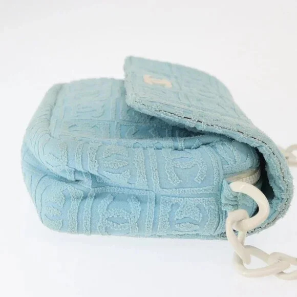 CHANEL Plastic Chain Shoulder Bag Pile Light Blue Silver CC Auth 158681V - Picture 3 of 16